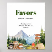 ウッドランド素朴動物の赤ん坊のシャワー好意サイン ポスター (正面)