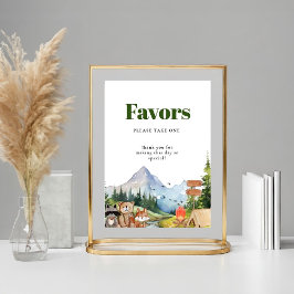 ウッドランド素朴動物の赤ん坊のシャワー好意サイン ポスター