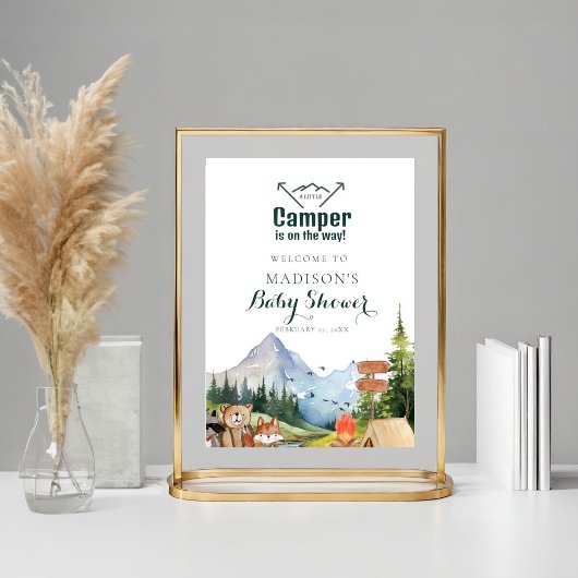 ウッドランド素朴動物の赤ん坊のシャワー好意サイン ポスター