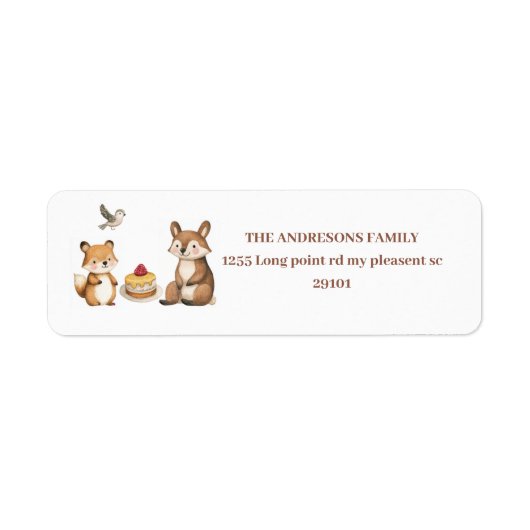 ウッドランド素朴動物林パーティー ラベル (正面)