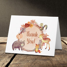 ウッドランド素朴動物秋の赤ちゃんシャワー サンキューカード
