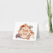 ウッドランド素朴動物秋の赤ちゃんシャワー サンキューカード (正面)