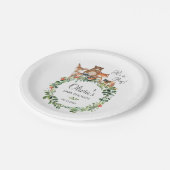 ウッドランド素朴動物赤ちゃんシャワーボーイ ペーパープレート (アングル)