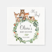 ウッドランド素朴動物赤ちゃんシャワー散水ボーイ スタンダードカクテルナプキン (正面)