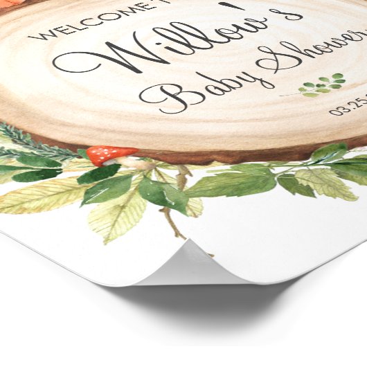 ウッドランド素朴動物赤ちゃんシャワー歓迎サイン ポスター (角)