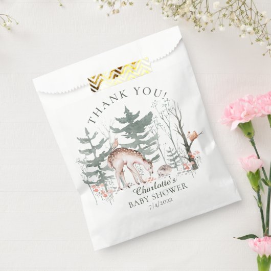 ウッドランド素朴森林動物の赤ちゃんシャワー フェイバーバッグ (封をした状態)