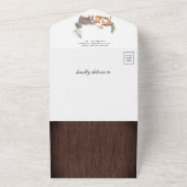 ウッドランド素朴森林動物木の赤ちゃんシャワー オールインワン招待状 (外側)