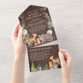 ウッドランド素朴森林動物木の赤ちゃんシャワー オールインワン招待状 (貼ってはがせる)