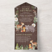 ウッドランド素朴森林動物木の赤ちゃんシャワー オールインワン招待状 (内側)