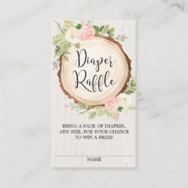 ウッドランド素朴赤面ピンクフローラおむつラッフル エンクロージャーカード