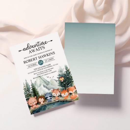 ウッドランド素朴・アドベンチャーが赤ちゃんシャワーを待ち望む 招待状