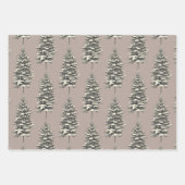 ウッドランド素朴・ポインセチア・メリークリスマス ラッピングペーパーシート (正面2)