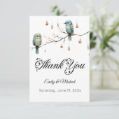 ウッドランド素朴・ラブ・バード・ロマン結婚ティック サンキューカード (スタンド正面)