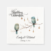 ウッドランド素朴・ラブ・バード・ロマン結婚ティック スタンダードカクテルナプキン (正面)