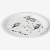 ウッドランド素朴・ラブ・バード・ロマン結婚ティック ペーパープレート (アングル)