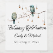 ウッドランド素朴・ラブ・バード・ロマン結婚ティック ワインラベル (シングルラベル)