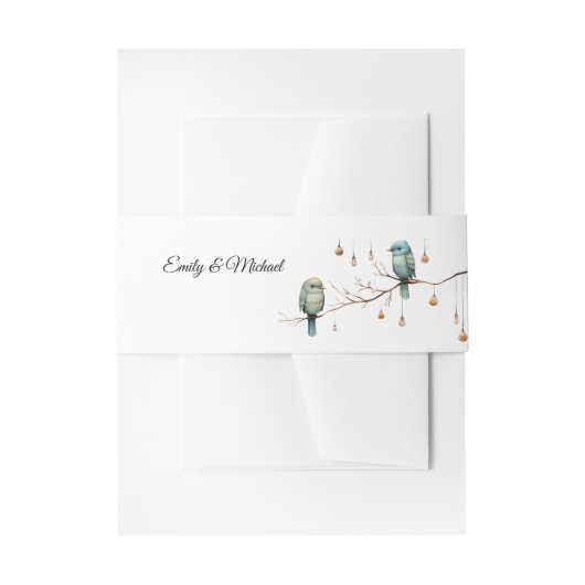 ウッドランド素朴・ラブ・バード・ロマン結婚ティック 招待状ベリーバンド (正面例)