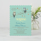 ウッドランド素朴・ラブ・バード・ロマン結婚ティック 招待状 (スタンド正面)