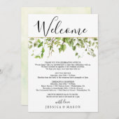ウッドランド結婚グリーンの歓迎の旅程レター プログラム (正面/裏面)