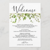 ウッドランド結婚グリーンの歓迎の旅程レター プログラム (正面)