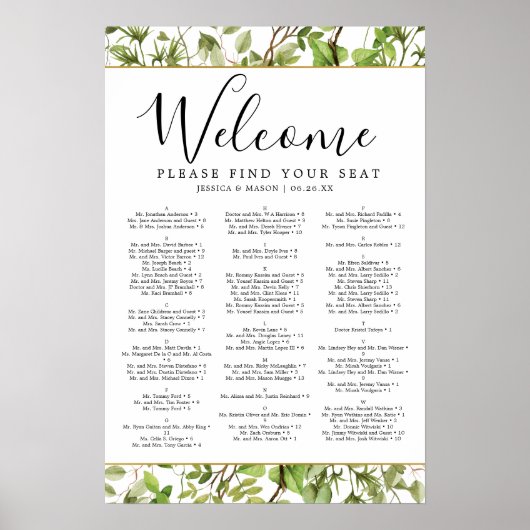 ウッドランド結婚グリーンリーのシーティングチャート ポスター (正面)