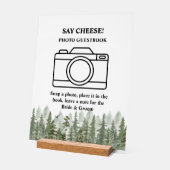 ウッドランド結婚フォレストのグリーンフォトブース アクリルサイン (傾斜)