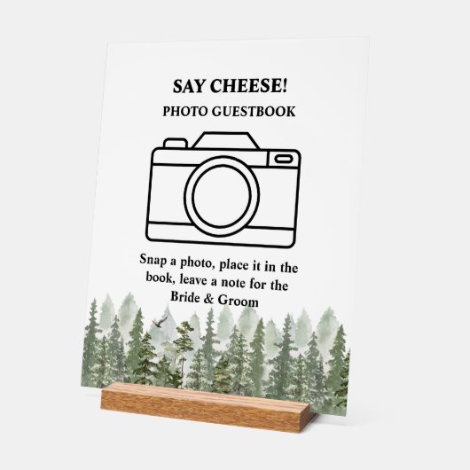 ウッドランド結婚フォレストのグリーンフォトブース アクリルサイン (傾斜)