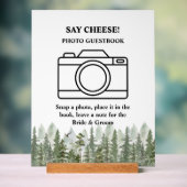 ウッドランド結婚フォレストのグリーンフォトブース アクリルサイン (ニュートラル)