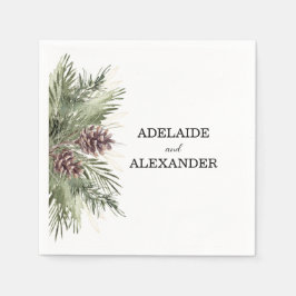 ウッドランド結婚フォレストグリーン スタンダードカクテルナプキン