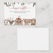 ウッドランド緑おむつラッフルベビーシャワー エンクロージャーカード (正面/裏面)