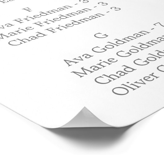 ウッドランド緑のアルファベットの座席表 ポスター (角)