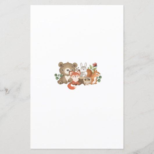 ウッドランド緑のシャワー赤ちゃん動物の名前ゲーム (裏面)