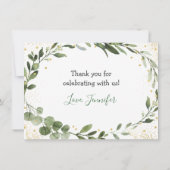 ウッドランド緑の森の動物ありがとう サンキューカード (裏面)