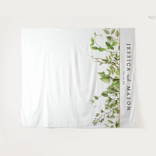 ウッドランド緑の背景フォトブース タペストリー (正面(横))