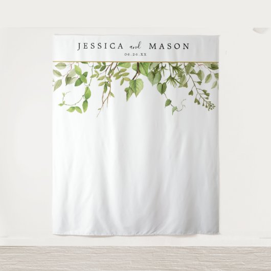 ウッドランド緑の背景フォトブース タペストリー (正面)