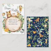 ウッドランド緑の赤ちゃんシャワーおむつラッフルチケット エンクロージャーカード (正面/裏面)