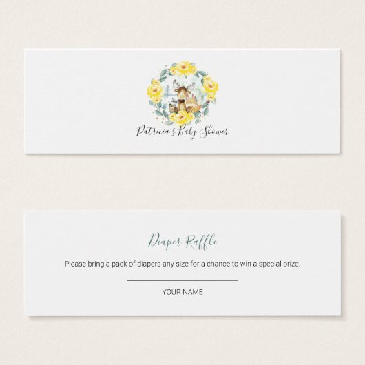 ウッドランド緑の赤ちゃんシャワーおむつラッフル (正面&裏面)