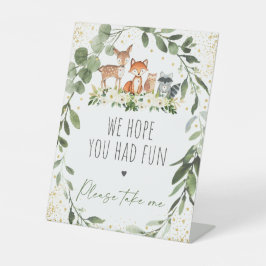 ウッドランド緑の赤ちゃんシャワーのお気に入りサイン 台座サイン