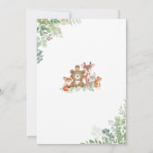 ウッドランド緑の赤ちゃんシャワーガール 招待状 (裏面)