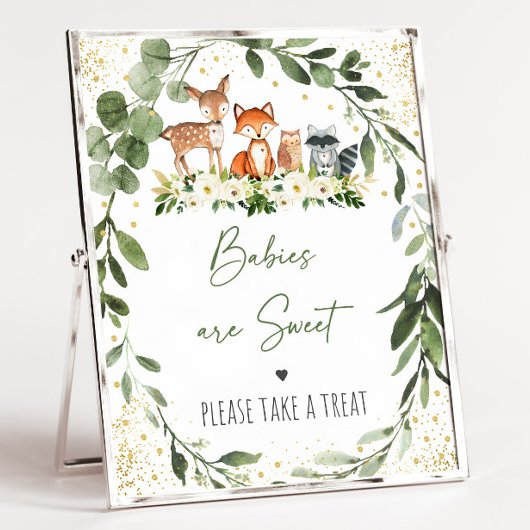 ウッドランド緑の赤ちゃんシャワートリートサイン ポスター