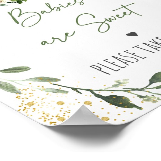 ウッドランド緑の赤ちゃんシャワートリートサイン ポスター (角)