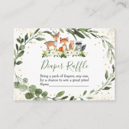 ウッドランド緑樹林動物おむつラッフルカード エンクロージャーカード