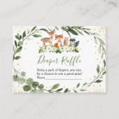 ウッドランド緑樹林動物おむつラッフルカード エンクロージャーカード (正面)