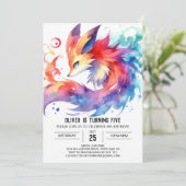 ウッドランド編集可能キツネ誕生日 招待状 (スタンド正面)