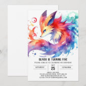 ウッドランド編集可能キツネ誕生日 招待状 (正面/裏面)