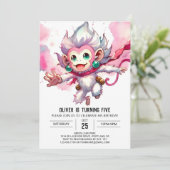 ウッドランド編集可能モンキー誕生日 招待状 (スタンド正面)