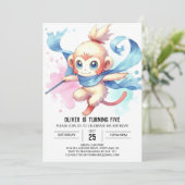 ウッドランド編集可能モンキー誕生日 招待状 (スタンド正面)