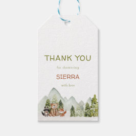 ウッドランド自然アドベンチャーベビーシャワーメッセージカード ギフトタグ