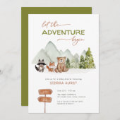 ウッドランド自然アドベンチャーベビーシャワー招待状 招待状 (正面/裏面)