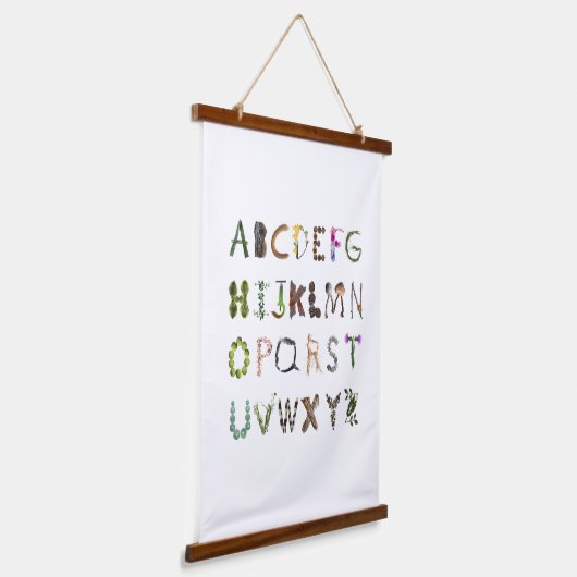 ウッドランド自然アルファベット男女兼用- abc 吊り下げ型タペストリー (傾斜あり)